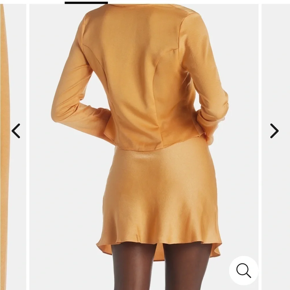 Sage The Label Satin Tie Front Top Long Sleeve Blouse Orange Going Out Crop S - Picture 4 of 8